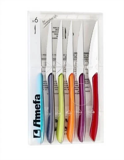 Amefa Eclat 6-piece Steak Knife Set - Multicoloured Handles 3 Amefa Eclat 6-piece Steak Knife Set - Multicoloured Handles