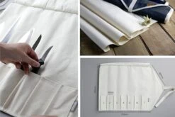 CHEF ROLL 7 Canvas Empty Roll Bag For 7 Kitchen Knives And Utensils -CHEF KNIVES Store chef roll 7 canvas empty roll bag 7 kitchen knives utensils 16
