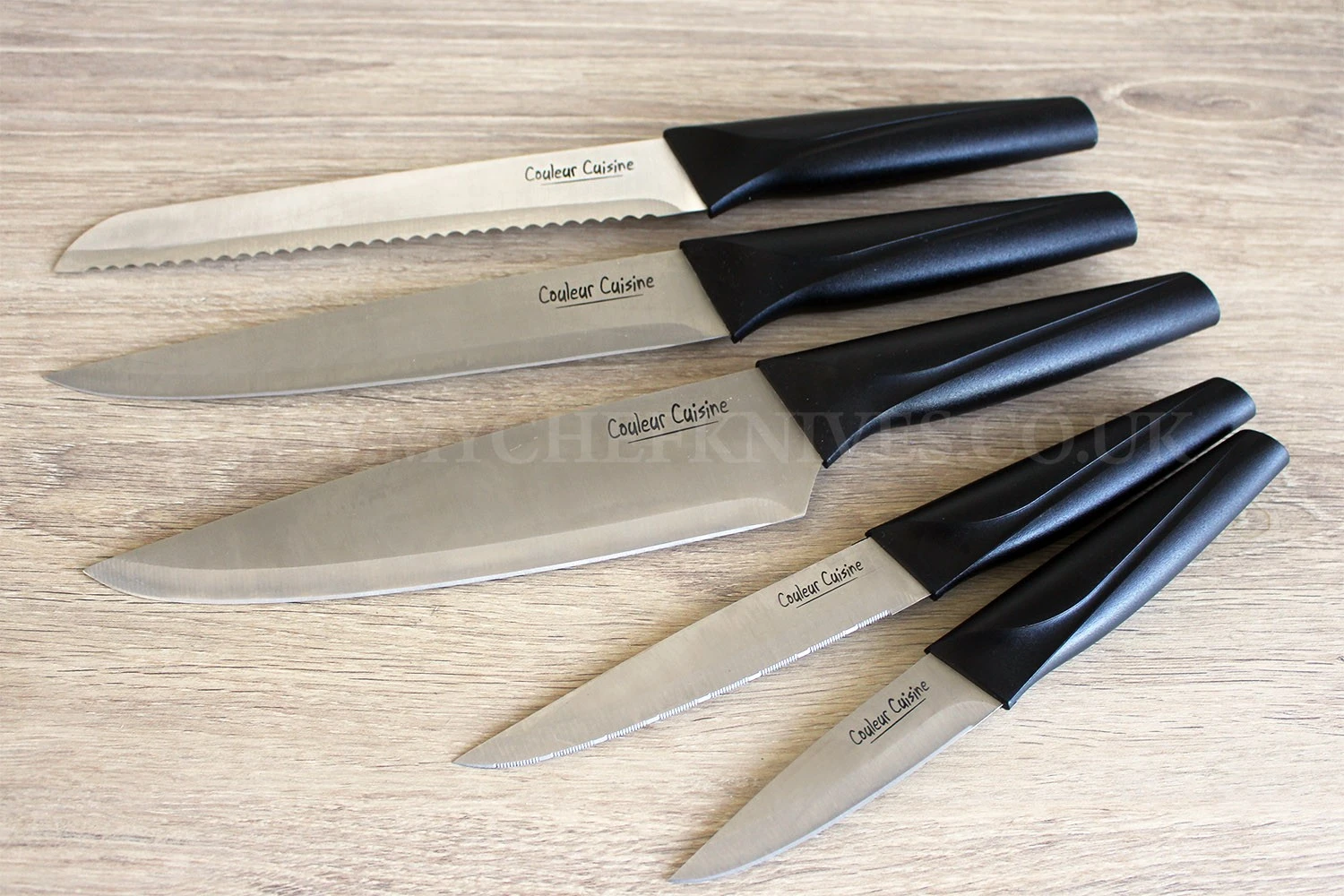 Couleur Cuisine 5-piece Knife Block Set - Black Handles 4 Couleur Cuisine 5-piece Knife Block Set - Black Handles - Image 2