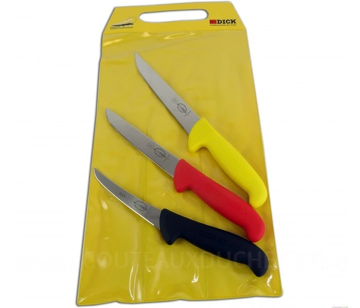 DICK Ergogrip 3-piece Butcher Professional Knife Set - Multicoloured Handles 4 DICK Ergogrip 3-piece Butcher Professional Knife Set - Multicoloured Handles - Image 2