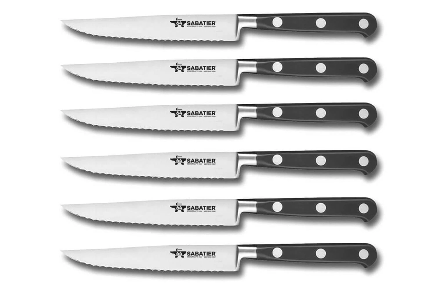FISCHER 6-piece Steak Knife Set With Serrated Blades 11cm - Sabatier 64 3 FISCHER 6-piece Steak Knife Set With Serrated Blades 11cm - Sabatier 64