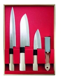 Jaku 3-piece Japanese Knife Set + 1 Sharpening Stone