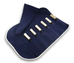 Japanese Canvas Roll Bag For 6 Knives - Blue -CHEF KNIVES Store japanese canvas roll bag 6 knives blue 1