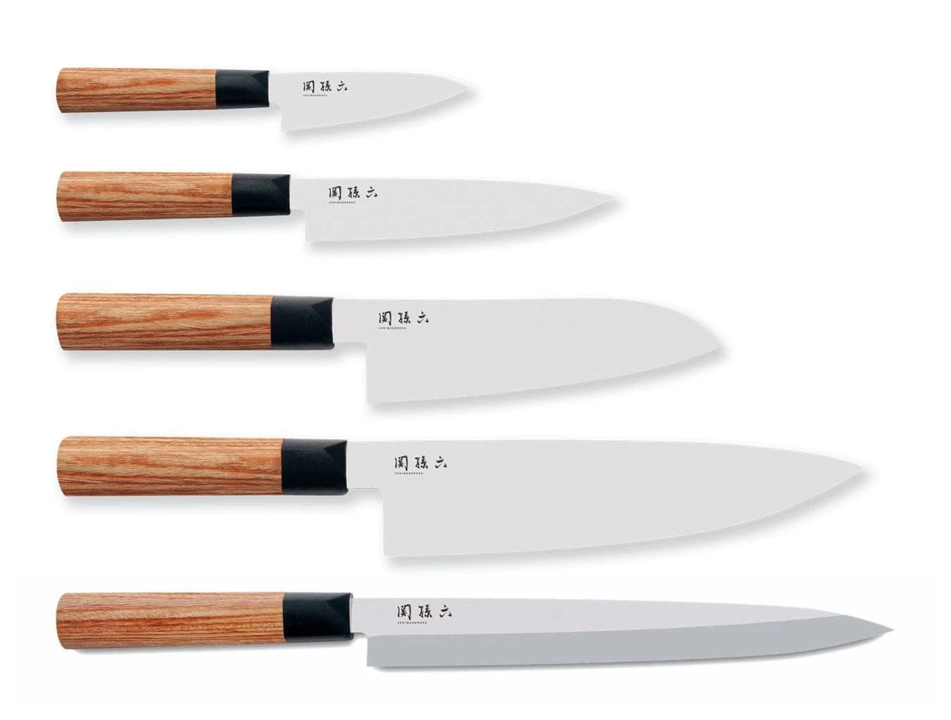 KAI Seki Magoroku Redwood Pack Of 5 Japanese Kitchen Knives 3 KAI Seki Magoroku Redwood Pack Of 5 Japanese Kitchen Knives