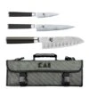KAI Shun Classic Knife Bag With 3 Japanese Damascus Knives -CHEF KNIVES Store kai shun classic knife bag 3 japanese damascus knives