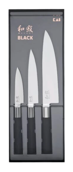 KAI Wasabi Black 3-piece Knife Set: 2 Utility Knives & 1 Chef Knife