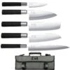 KAI Wasabi Black Knife Bag With 5 Knives JAPAN