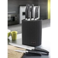 Lou Laguiole Universal Oval Knife Block - Braided Design 5 Lou Laguiole Universal Oval Knife Block - Braided Design -CHEF KNIVES Store lou laguiole universal oval knife block braided 1