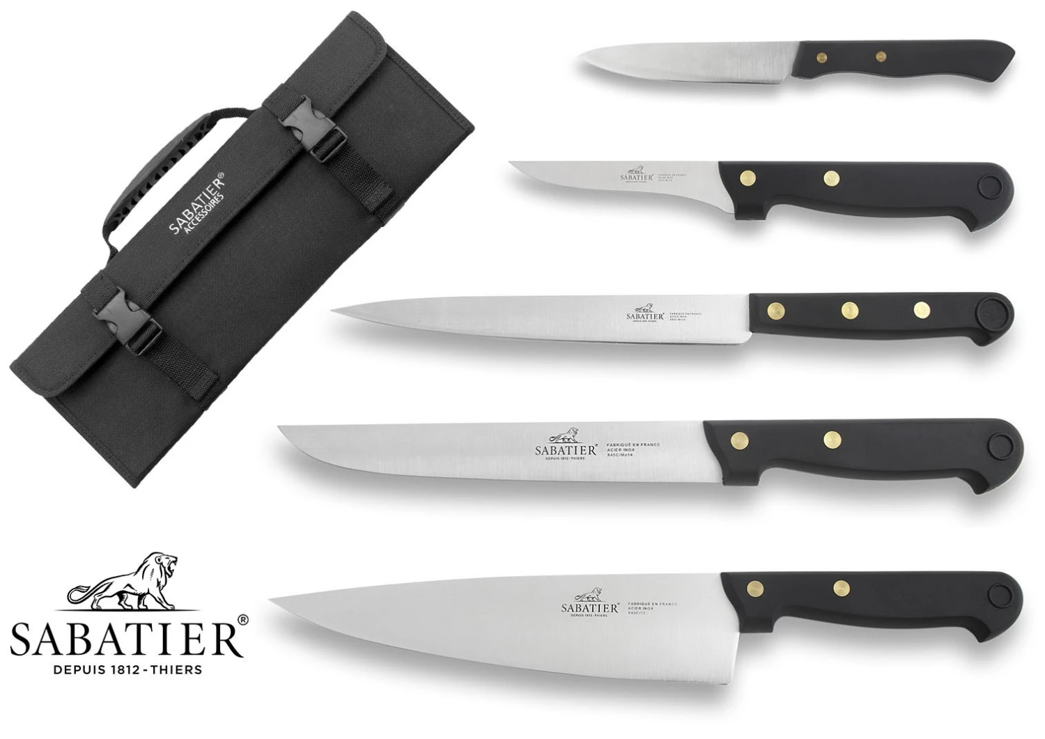 SABATIER 5-piece Kitchen Knife Bag - Stainless Steel Blades And POM Handles 3 SABATIER 5-piece Kitchen Knife Bag - Stainless Steel Blades And POM Handles