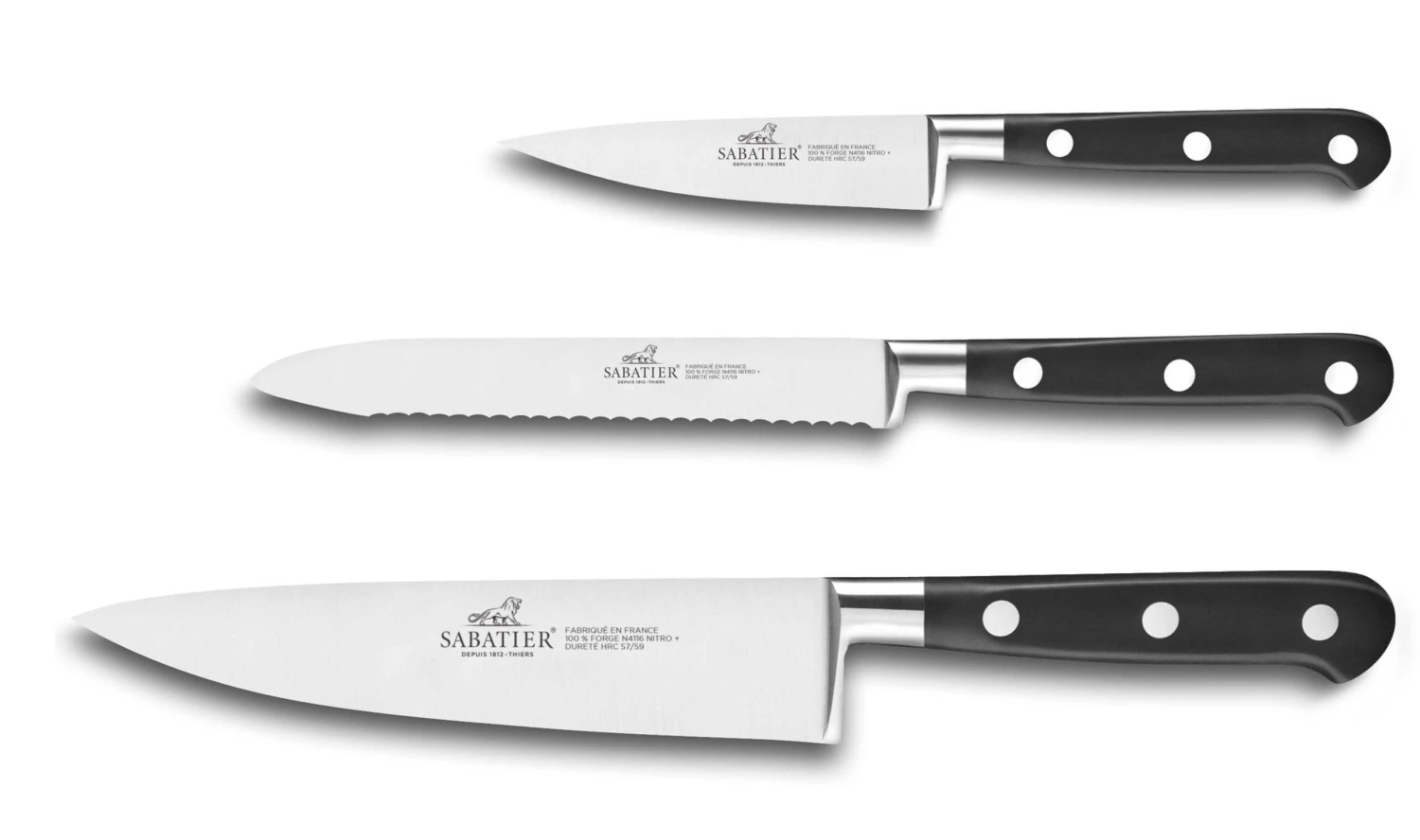 Sabatier Ideal 100% Forged Set With 3 Kitchen Knives 4 Sabatier Ideal 100% Forged Set With 3 Kitchen Knives - Image 2