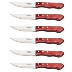 Tramontina 6-piece Steak Knife Set - Red Polywood Handles And Serrated Blades 6 Tramontina 6-piece Steak Knife Set - Red Polywood Handles And Serrated Blades -CHEF KNIVES Store tramontina 6 piece steak knife set red polywood handles serrated blades 1