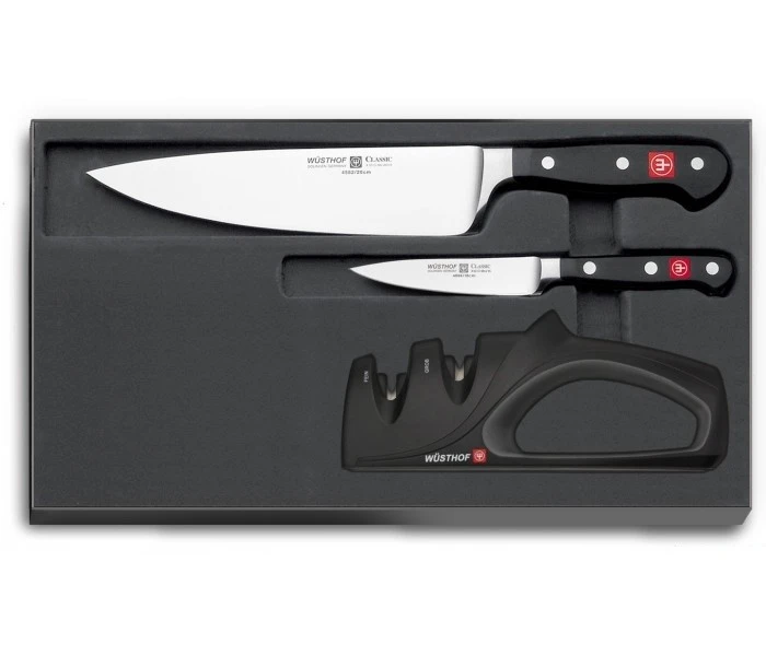 Wusthof Classic 2-piece Knife Set + Manual Sharpener - Limited Edition 3 Wusthof Classic 2-piece Knife Set + Manual Sharpener - Limited Edition
