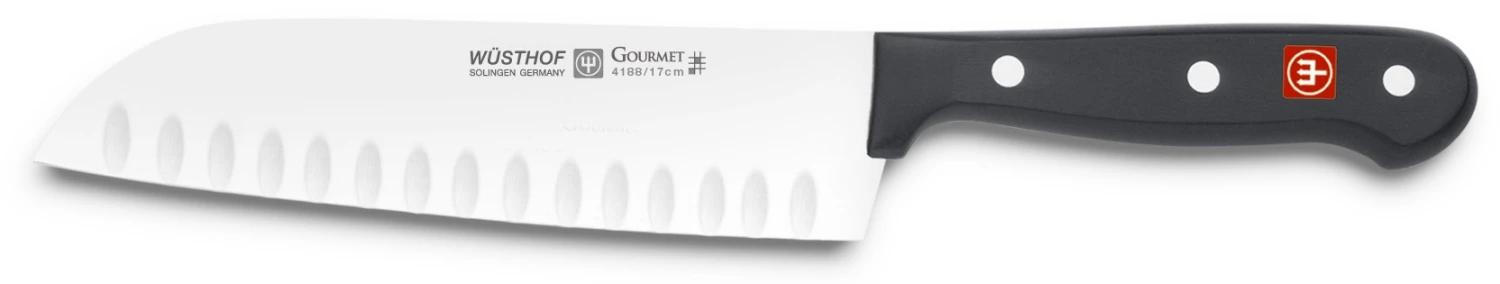 Wusthof Gourmet Santoku Knife 17cm - Granton Edge 3 Wusthof Gourmet Santoku Knife 17cm - Granton Edge